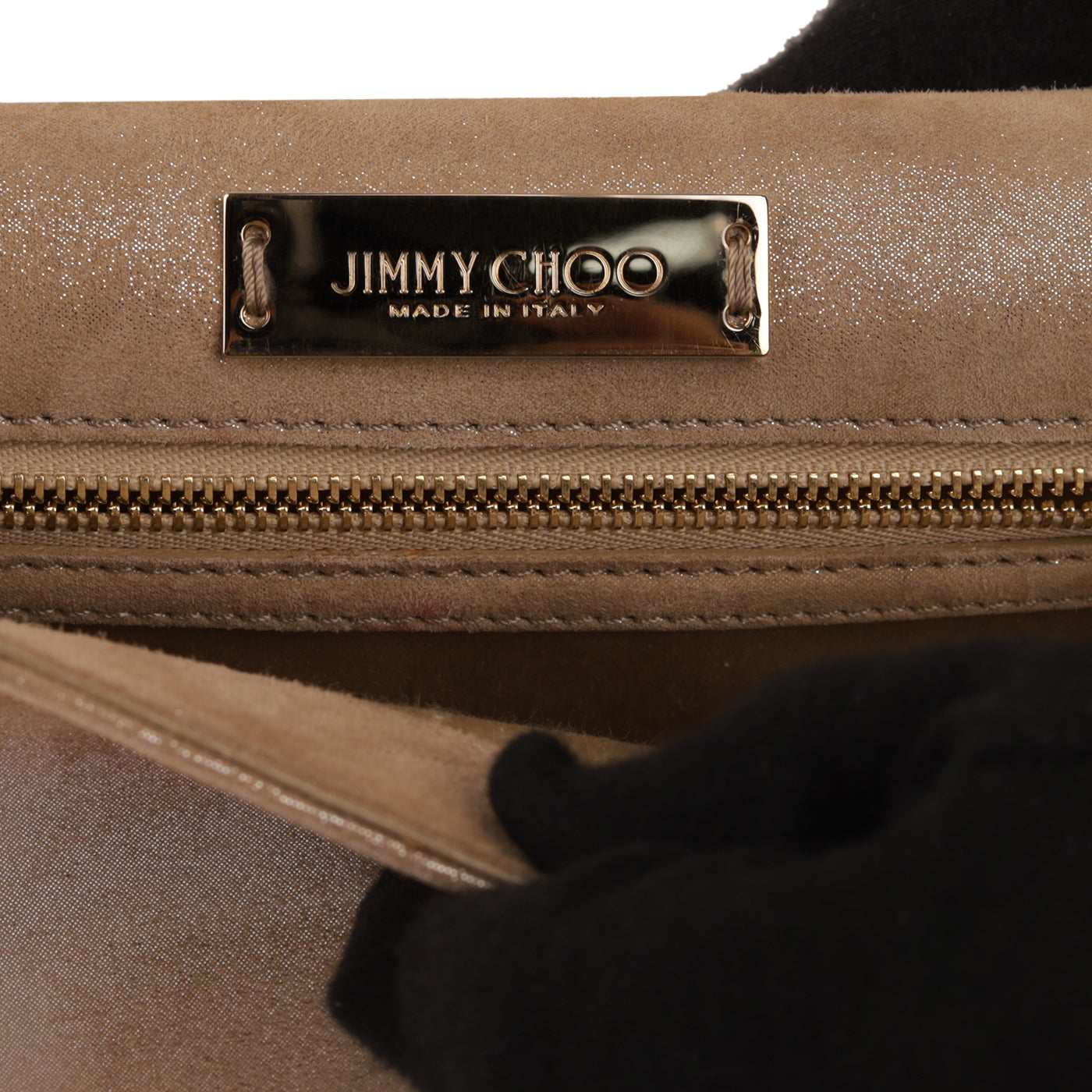 Jimmy Choo Gold Shimmer Suede Alara Wristlet Clutch