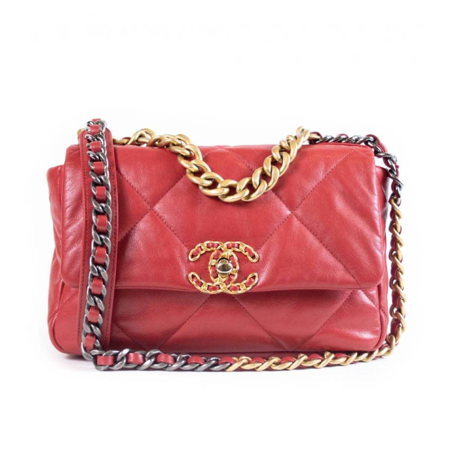 19 Small Flap Bag in Red Goatskin