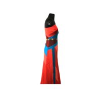 Red and Blue Off Shoulder Gown
