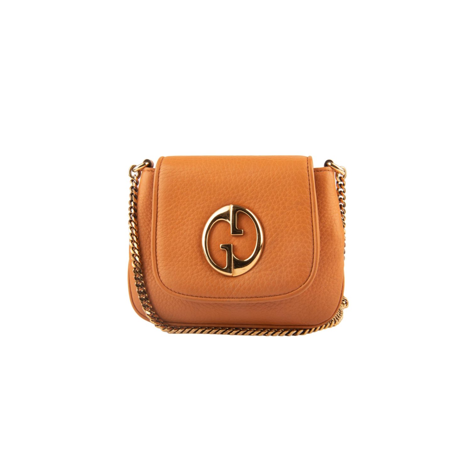 Orange Leather Small Shoulder Crossbody Bag