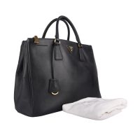 Black Saffiano Lux Leather Large Double-zip Tote