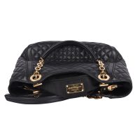 Black Leather Double Gancini Quilted Chain Tote bag